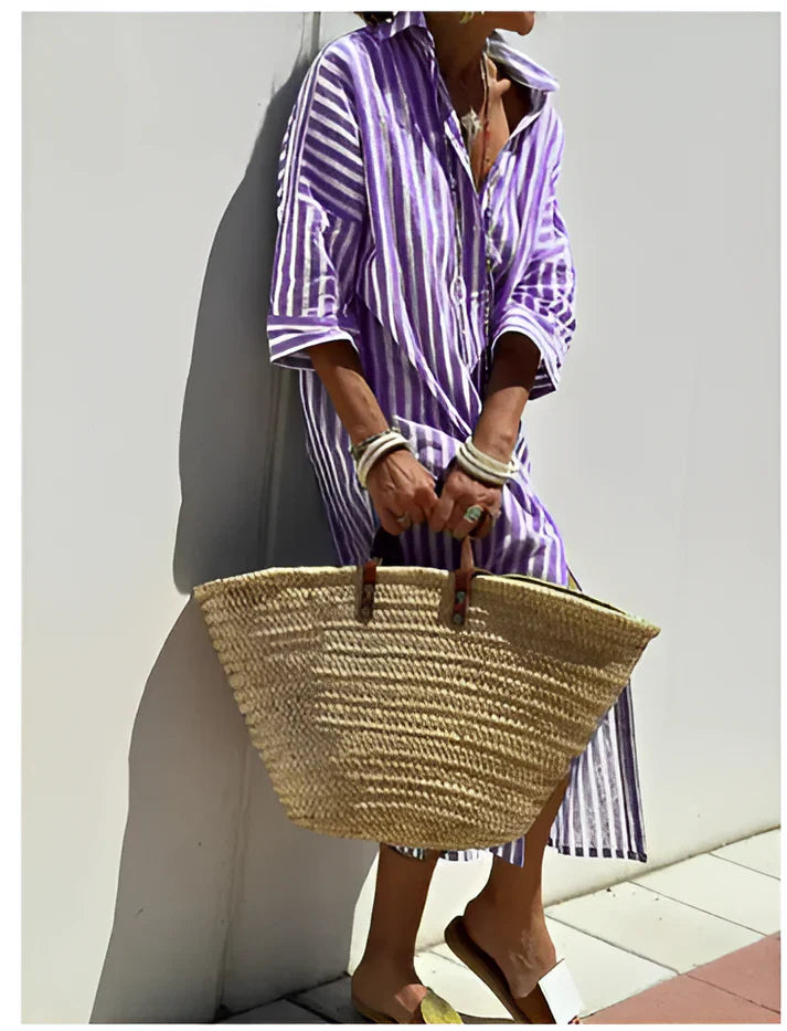 Eloísa™ | Vestido Camisero de Rayas Elegante