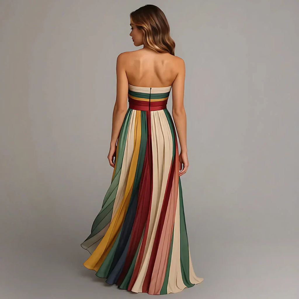 Elara™ | Vestido largo strapless multicolor