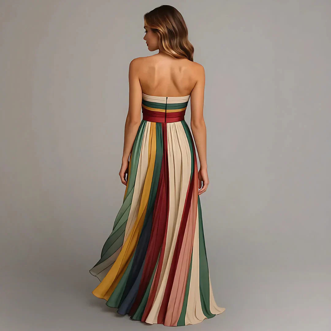 Elara™ | Vestido largo strapless multicolor