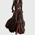 Amalia™ | Vestido maxi a cuadros con cintura ajustable
